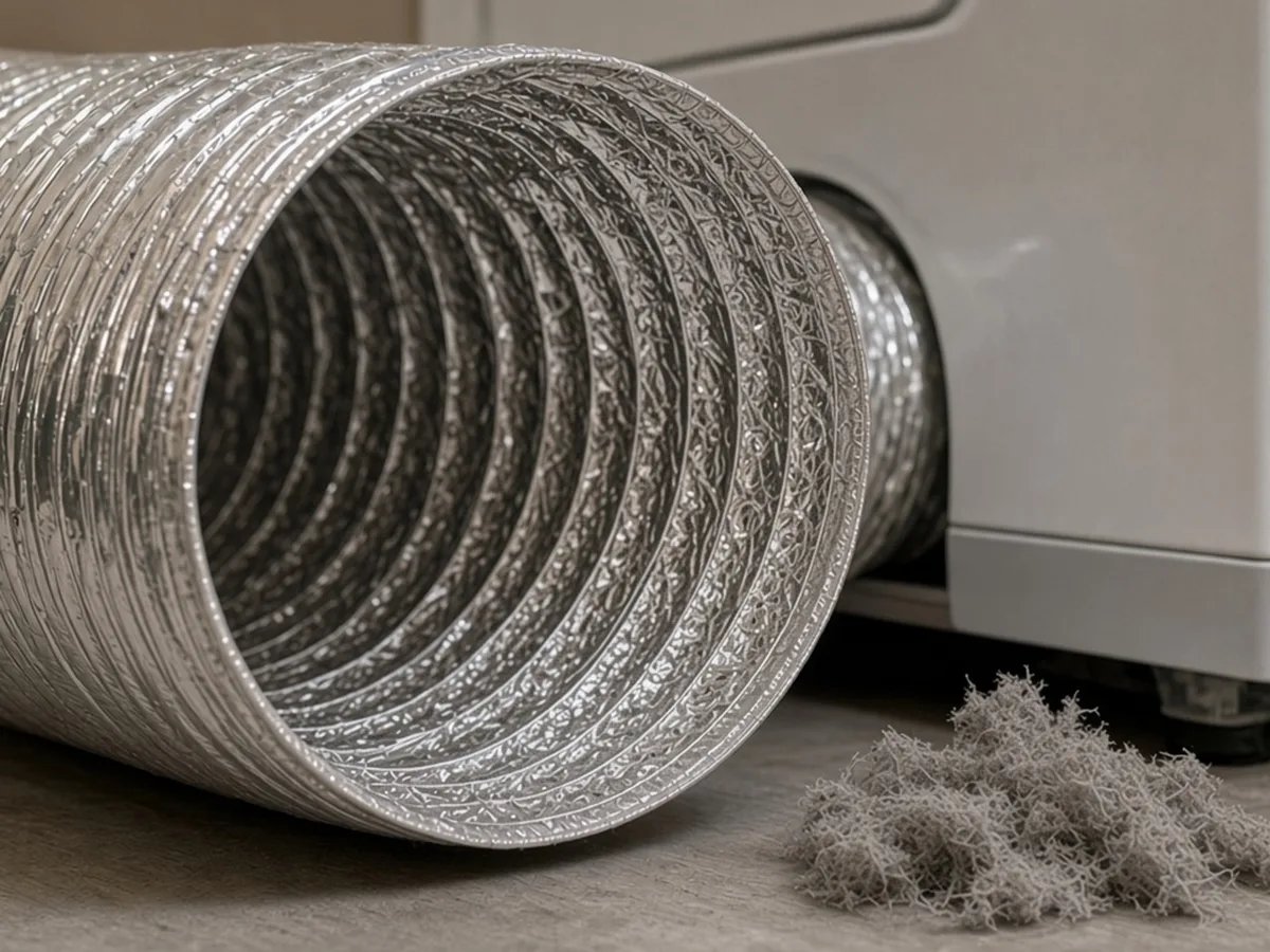 Clean dryer vent duct interior after professional cleaning