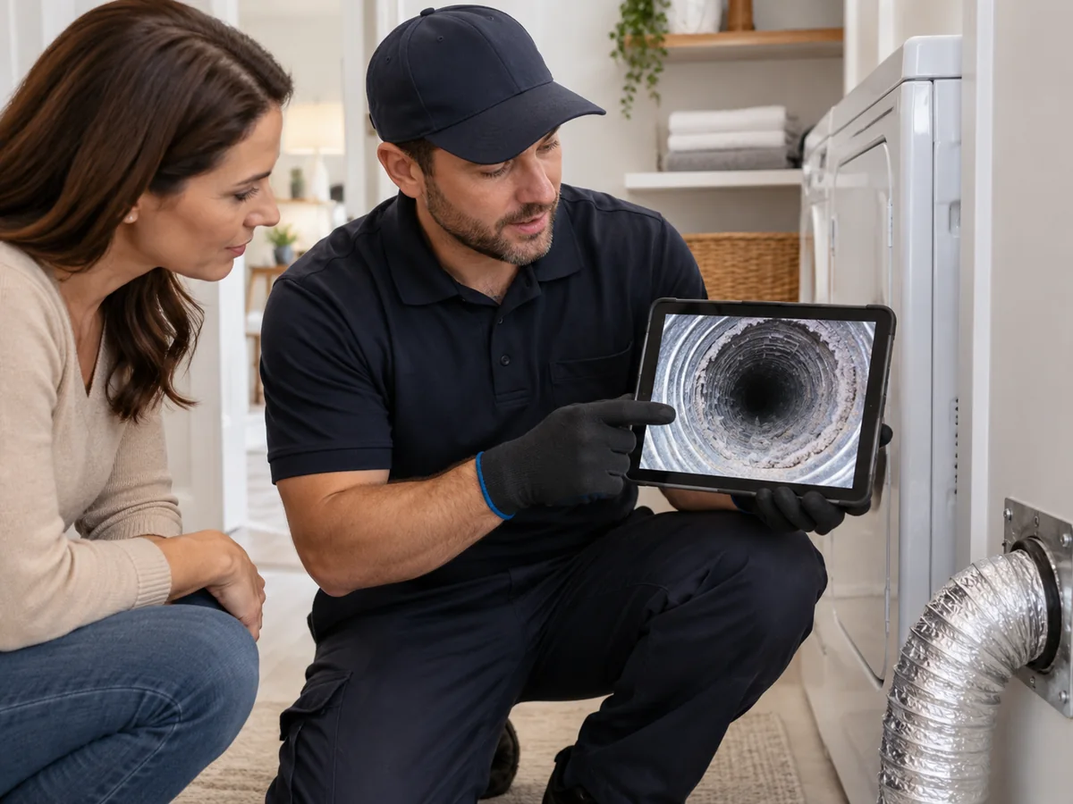 Camera inspection of a dryer vent with the homeowner