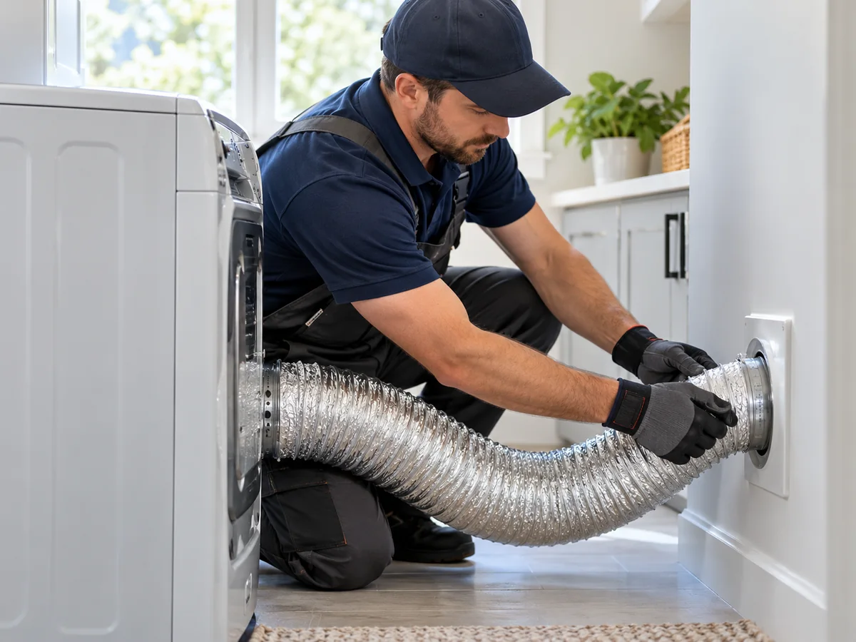 Reconnecting a dryer duct after cleaning the full vent run